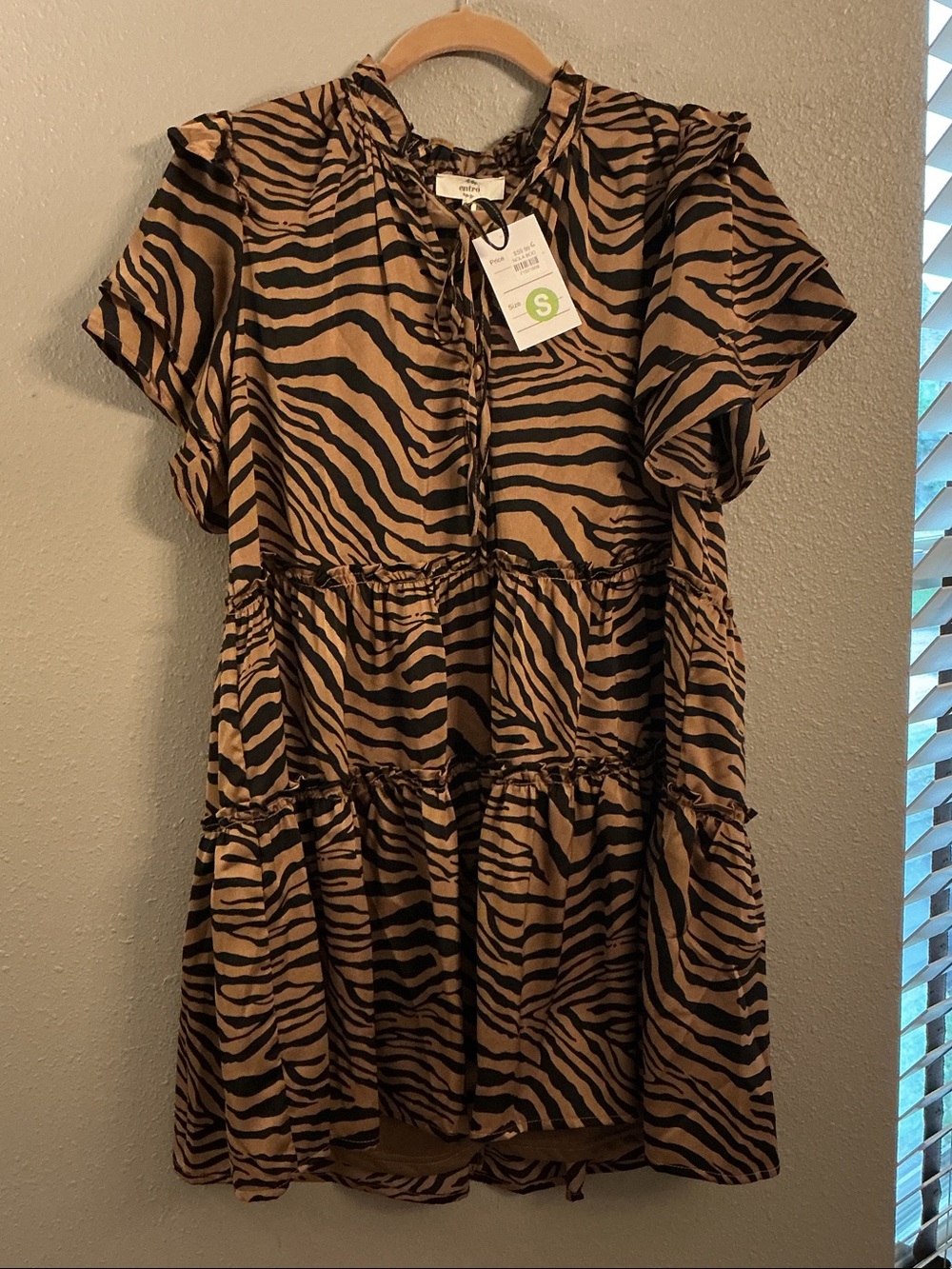 entro Brown and Black Zebra Print Mini Dress